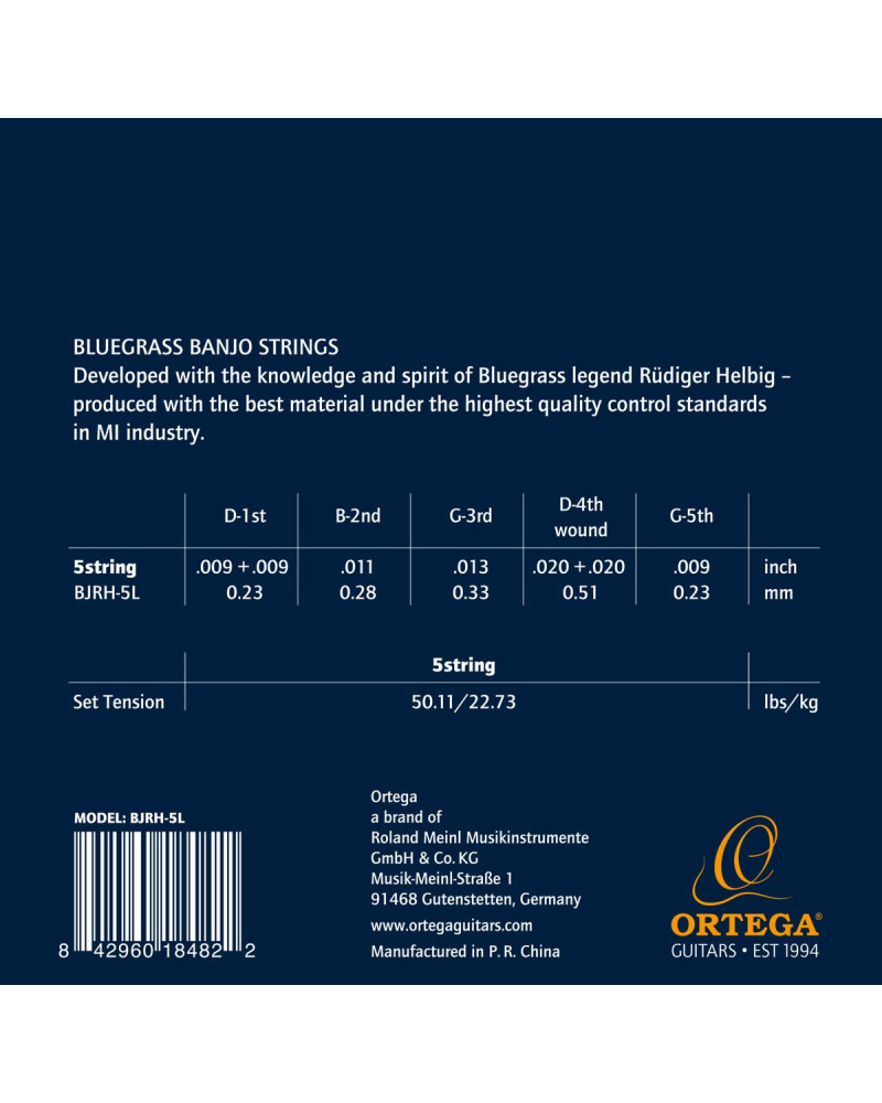 Ortega BJRH-5L Rüdiger Helbig Signature Bluegrass Banjo Strings - Light
