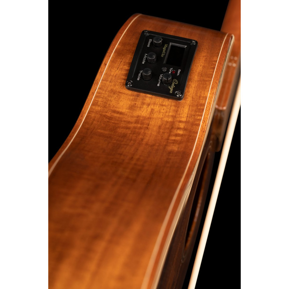 Ortega CAIMAN-BS-GB Lizard Series Short Scale Uke Bass 4 String - Acacia Natural + Bag