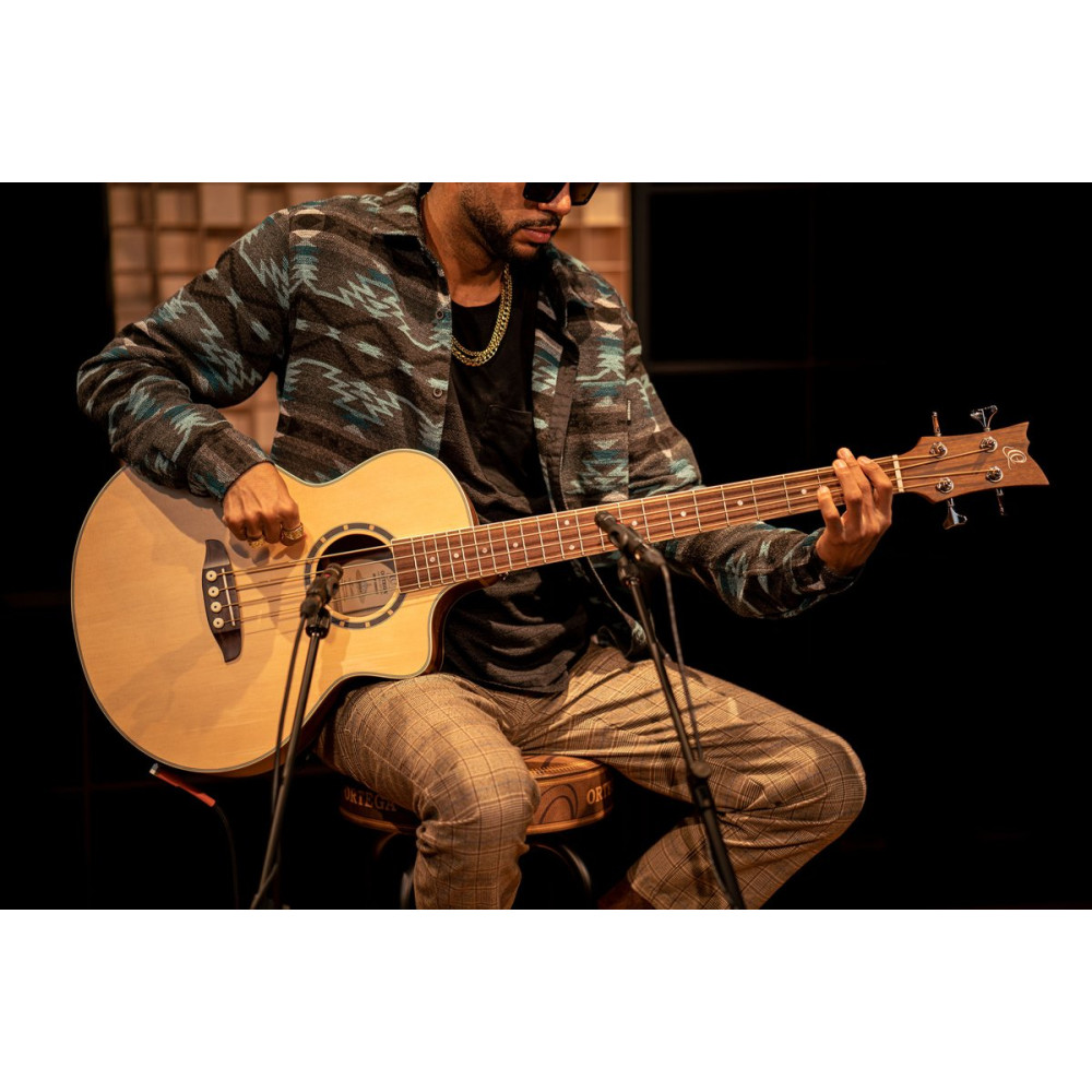Ortega D7CE-4 Deep Series 7 Medium Scale Acoustic Bass 4 String - Spruce / Mahogany Natural