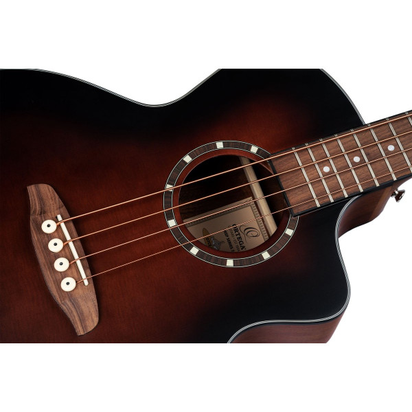 Ortega D7CE-BFT-4 Deep Series 7 Medium Scale Acoustic Bass 4 String - Spruce / Mahogany Bourbon Fade