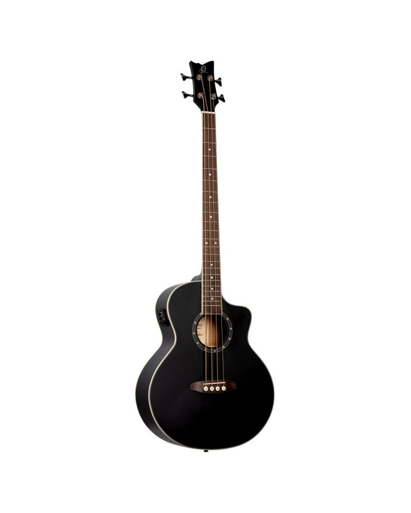 Ortega D7CE-SBK-4 Deep Series 7 Medium Scale Acoustic Bass 4 String - Spruce / Mahogany Satin Black