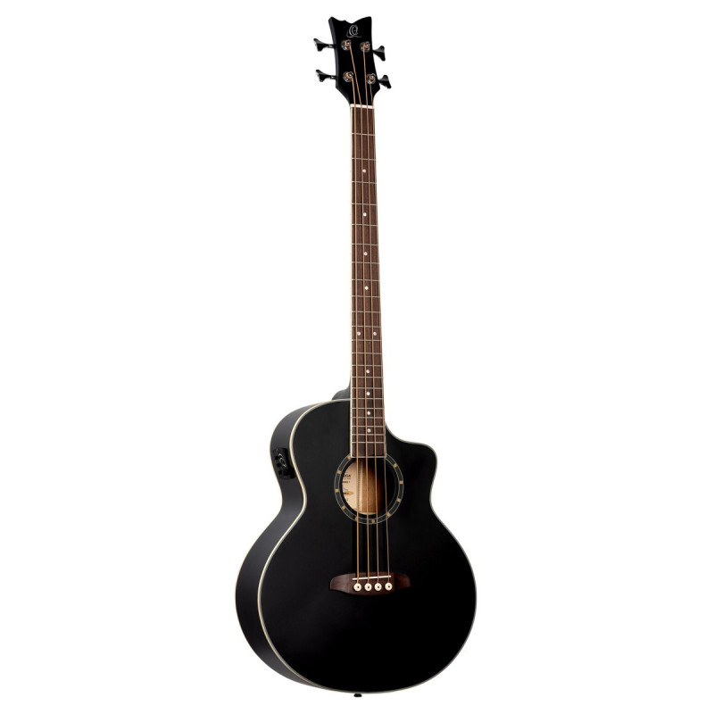 Ortega D7CE-SBK-4 Deep Series 7 Medium Scale Acoustic Bass 4 String - Spruce / Mahogany Satin Black