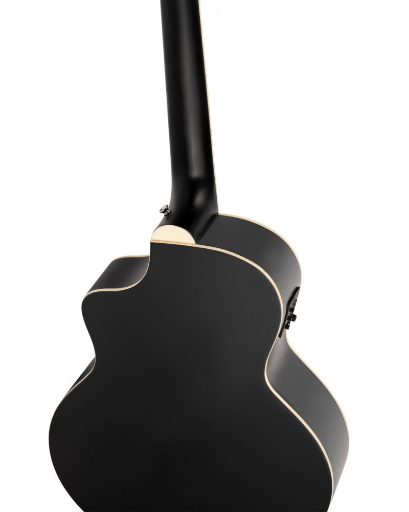 Ortega D7CE-SBK-4 Deep Series 7 Medium Scale Acoustic Bass 4 String - Spruce / Mahogany Satin Black