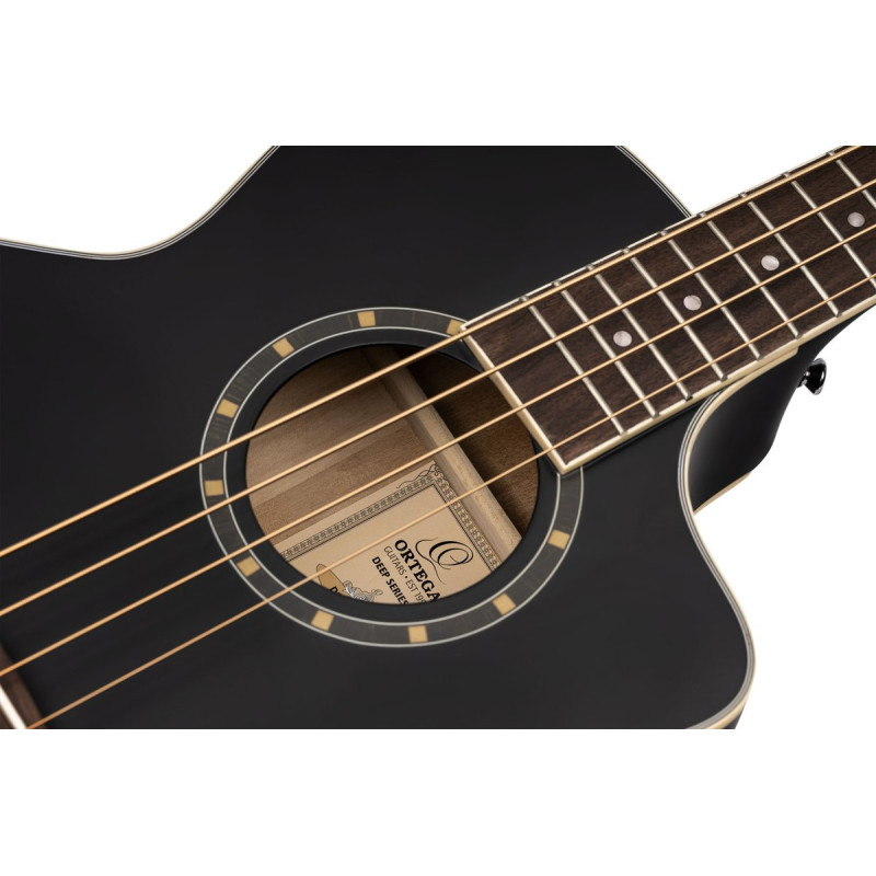 Ortega D7CE-SBK-4 Deep Series 7 Medium Scale Acoustic Bass 4 String - Spruce / Mahogany Satin Black
