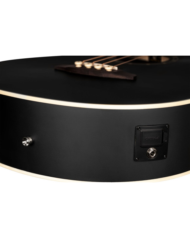 Ortega D7CE-SBK-4 Deep Series 7 Medium Scale Acoustic Bass 4 String - Spruce / Mahogany Satin Black