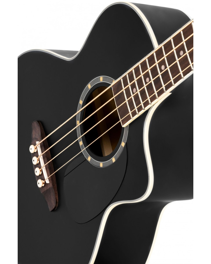 Ortega D7CE-SBK-4 Deep Series 7 Medium Scale Acoustic Bass 4 String - Spruce / Mahogany Satin Black