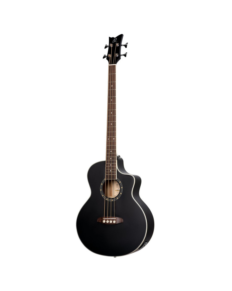 Ortega D7CE-SBK-4 Deep Series 7 Medium Scale Acoustic Bass 4 String - Spruce / Mahogany Satin Black
