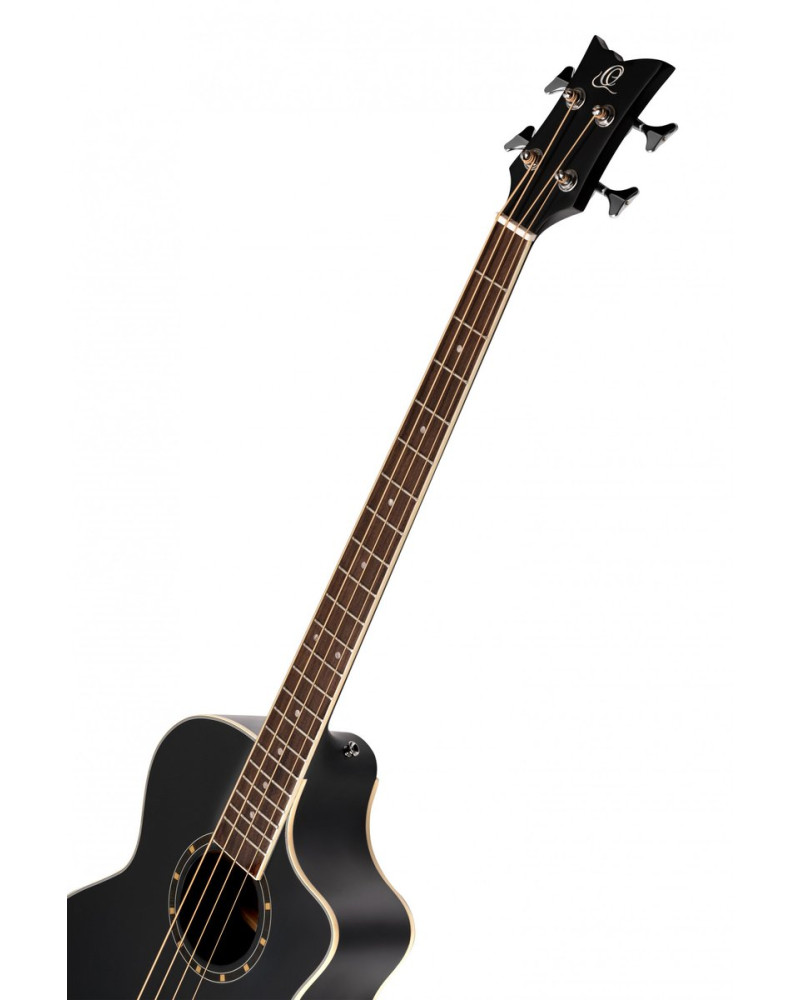 Ortega D7CE-SBK-4 Deep Series 7 Medium Scale Acoustic Bass 4 String - Spruce / Mahogany Satin Black