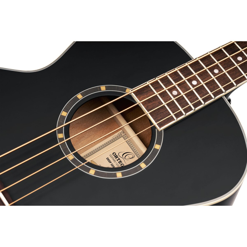 Ortega D7E-SBK-4 Deep Series 7 Medium Scale Acoustic Bass 4 String - Spruce / Mahogany Satin Black