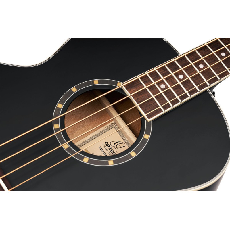 Ortega D7E-SBK-4 Deep Series 7 Medium Scale Acoustic Bass 4 String - Spruce / Mahogany Satin Black