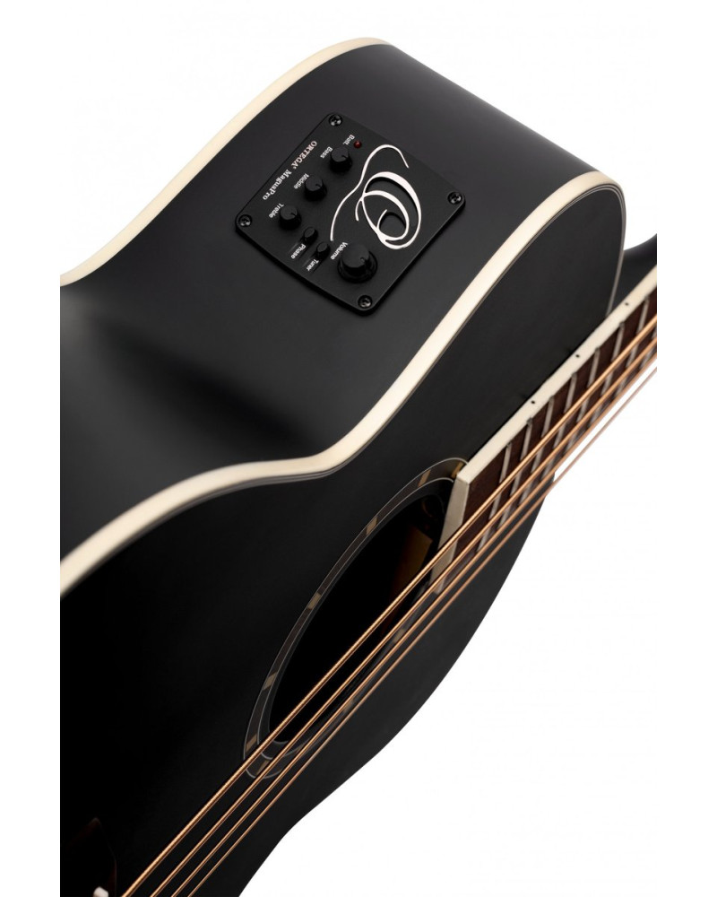 Ortega D7E-SBK-4 Deep Series 7 Medium Scale Acoustic Bass 4 String - Spruce / Mahogany Satin Black