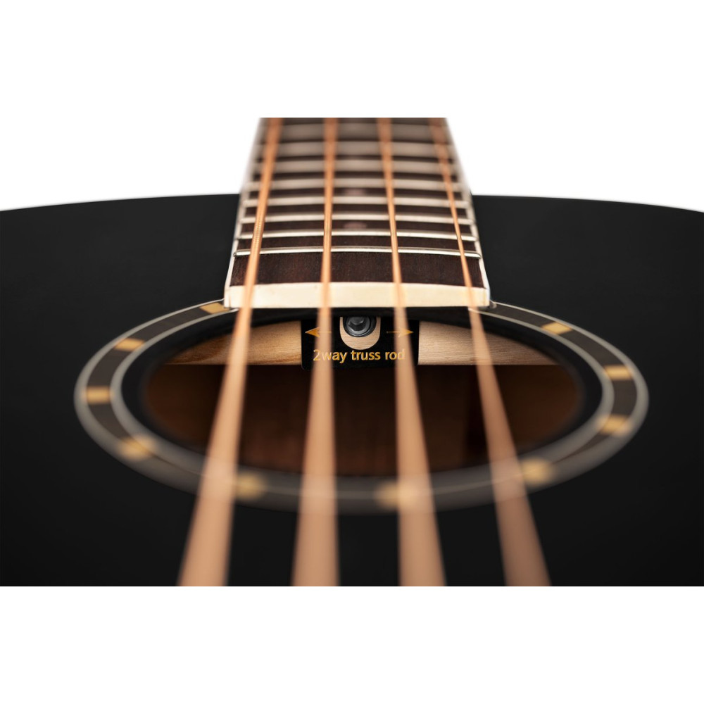 Ortega D7E-SBK-4 Deep Series 7 Medium Scale Acoustic Bass 4 String - Spruce / Mahogany Satin Black