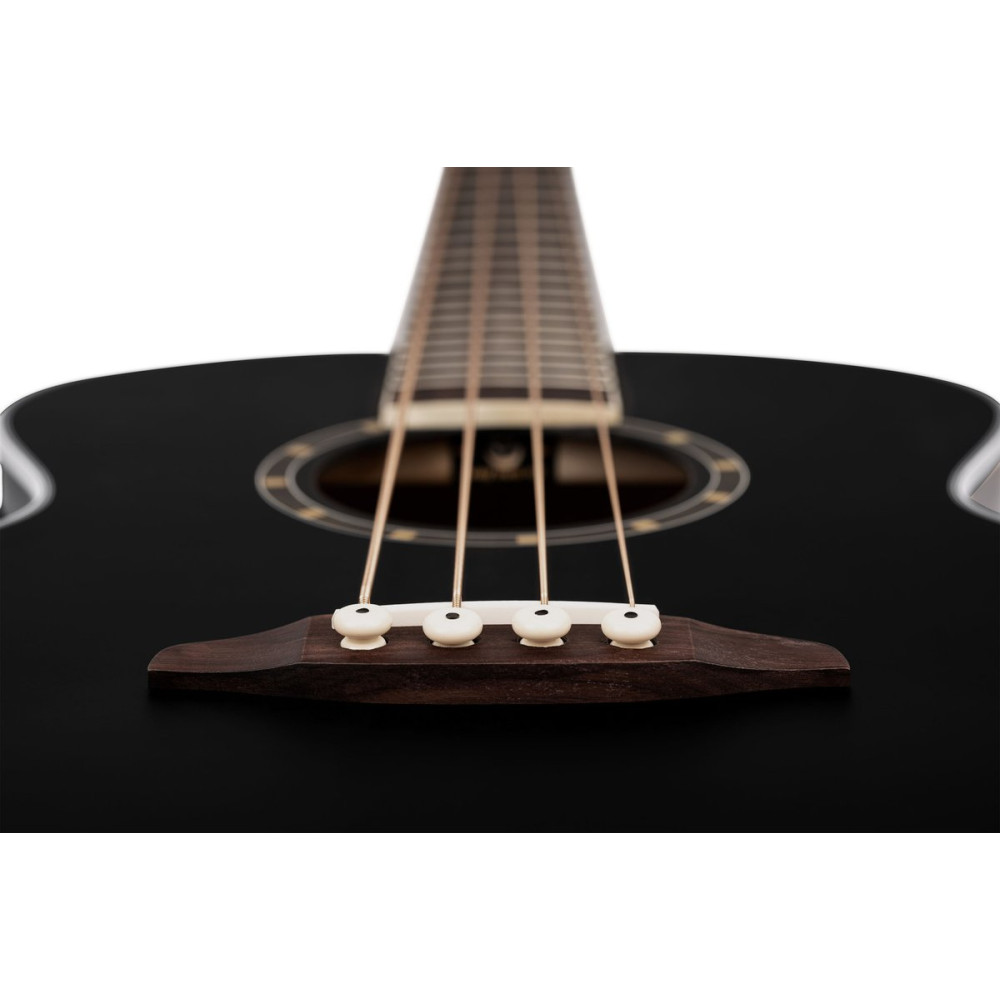 Ortega D7E-SBK-4 Deep Series 7 Medium Scale Acoustic Bass 4 String - Spruce / Mahogany Satin Black