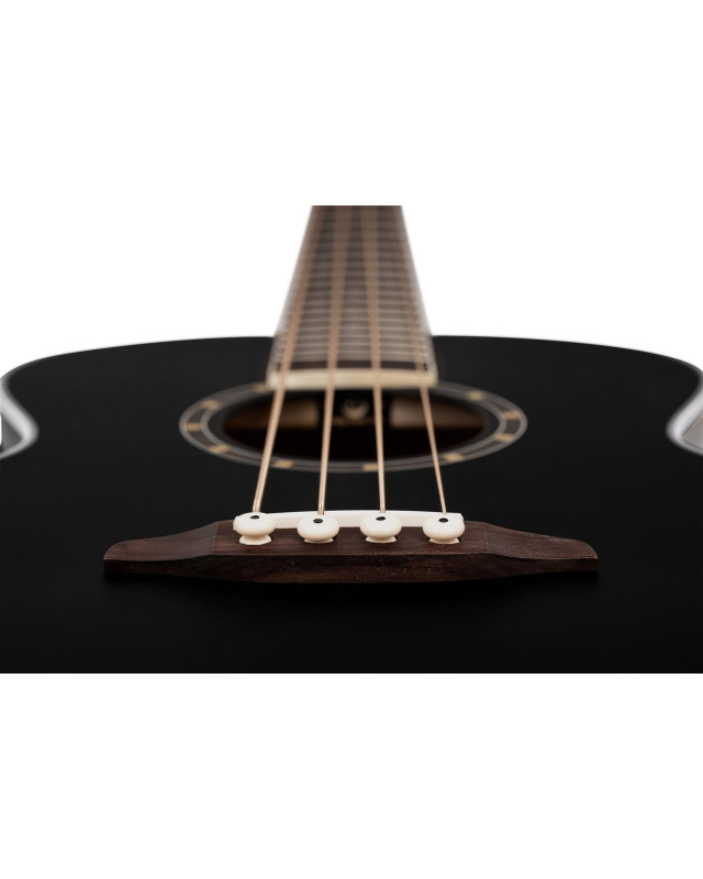 Ortega D7E-SBK-4 Deep Series 7 Medium Scale Acoustic Bass 4 String - Spruce / Mahogany Satin Black