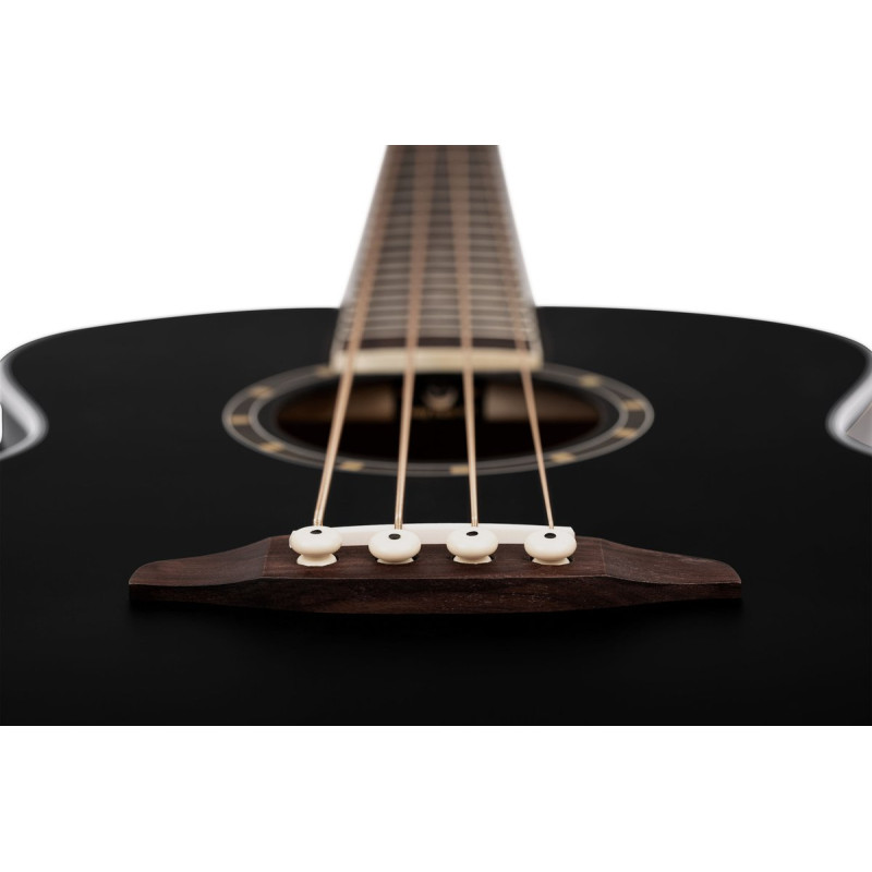 Ortega D7E-SBK-4 Deep Series 7 Medium Scale Acoustic Bass 4 String - Spruce / Mahogany Satin Black