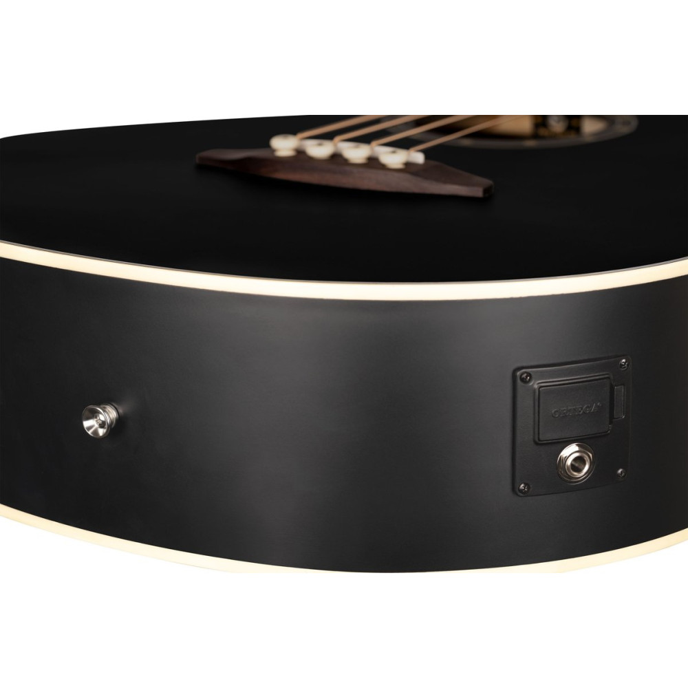 Ortega D7E-SBK-4 Deep Series 7 Medium Scale Acoustic Bass 4 String - Spruce / Mahogany Satin Black