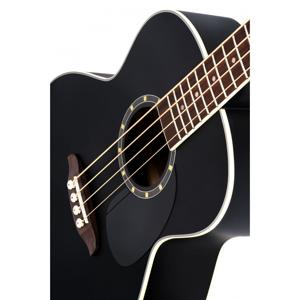 Ortega D7E-SBK-4 Deep Series 7 Medium Scale Acoustic Bass 4 String - Spruce / Mahogany Satin Black