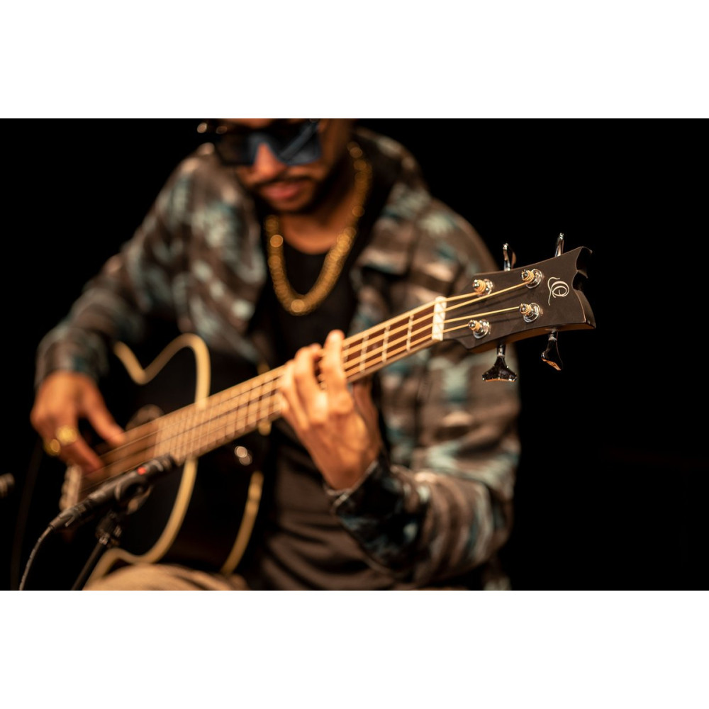 Ortega D7E-SBK-4 Deep Series 7 Medium Scale Acoustic Bass 4 String - Spruce / Mahogany Satin Black