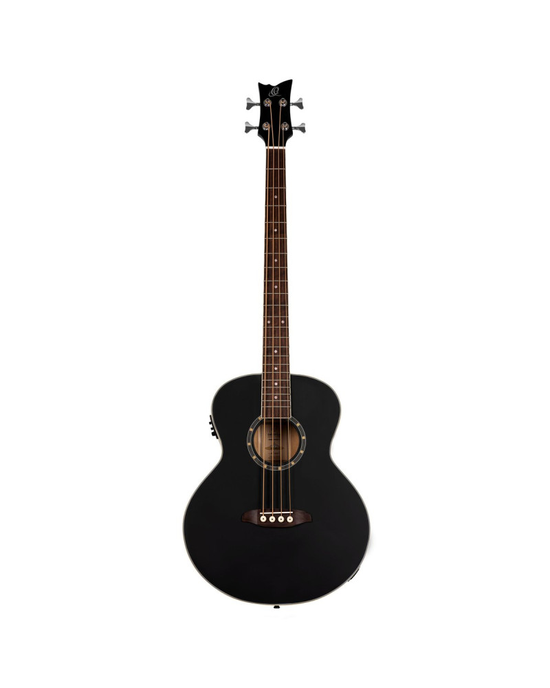 Ortega D7E-SBK-4 Deep Series 7 Medium Scale Acoustic Bass 4 String - Spruce / Mahogany Satin Black