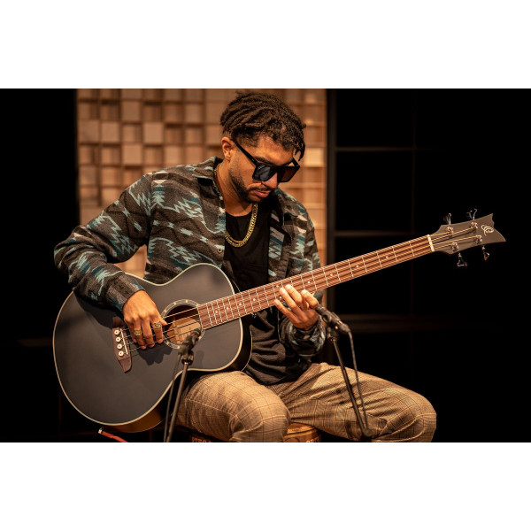 Ortega D7E-SBK-4 Deep Series 7 Medium Scale Acoustic Bass 4 String - Spruce / Mahogany Satin Black