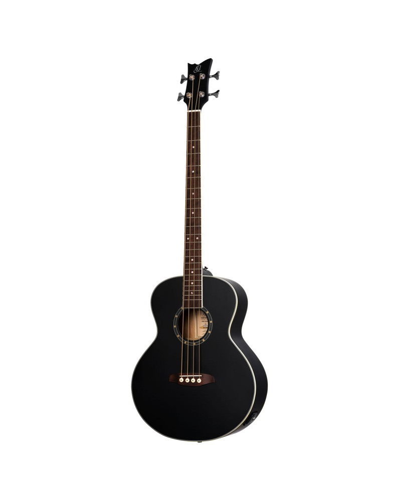 Ortega D7E-SBK-4 Deep Series 7 Medium Scale Acoustic Bass 4 String - Spruce / Mahogany Satin Black