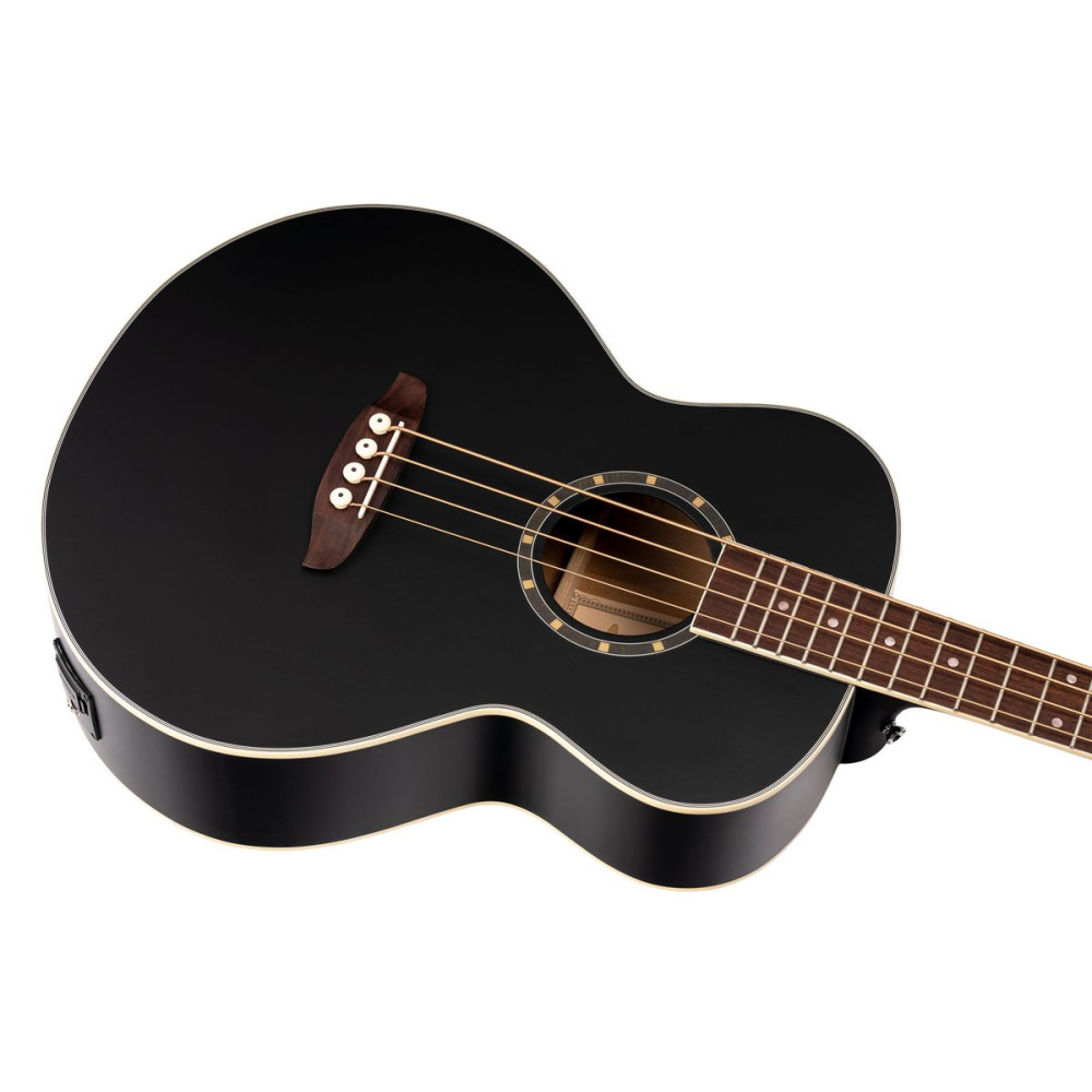 Ortega D7E-SBK-4 Deep Series 7 Medium Scale Acoustic Bass 4 String - Spruce / Mahogany Satin Black