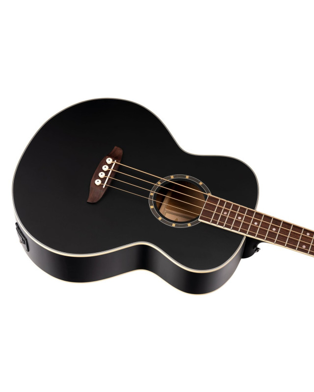 Ortega D7E-SBK-4 Deep Series 7 Medium Scale Acoustic Bass 4 String - Spruce / Mahogany Satin Black