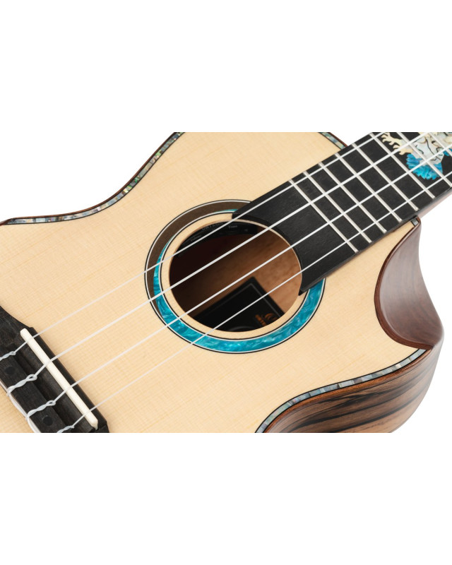 Ortega EAGLESUITE-U The Private Room Series Concert Ukulele 4 String - Spruce / White Ebony Natural + Bag