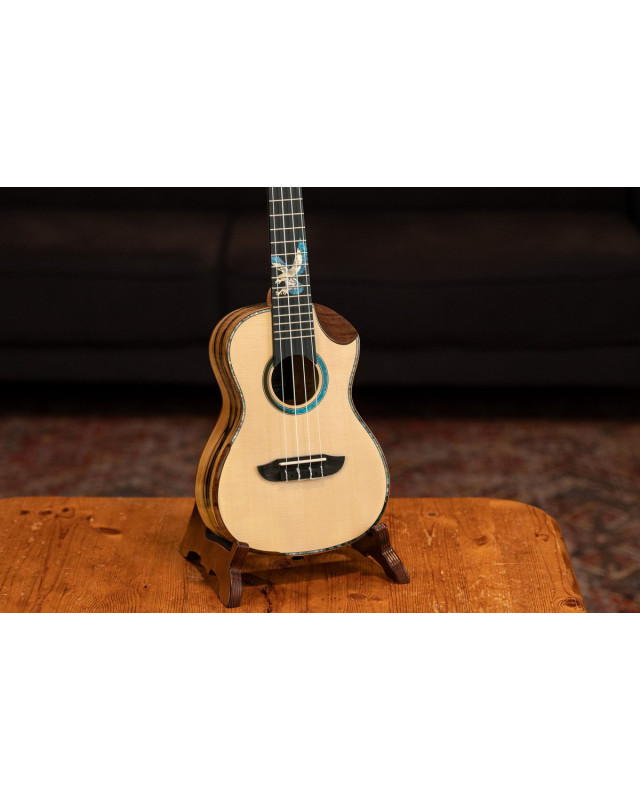 Ortega EAGLESUITE-U The Private Room Series Concert Ukulele 4 String - Spruce / White Ebony Natural + Bag