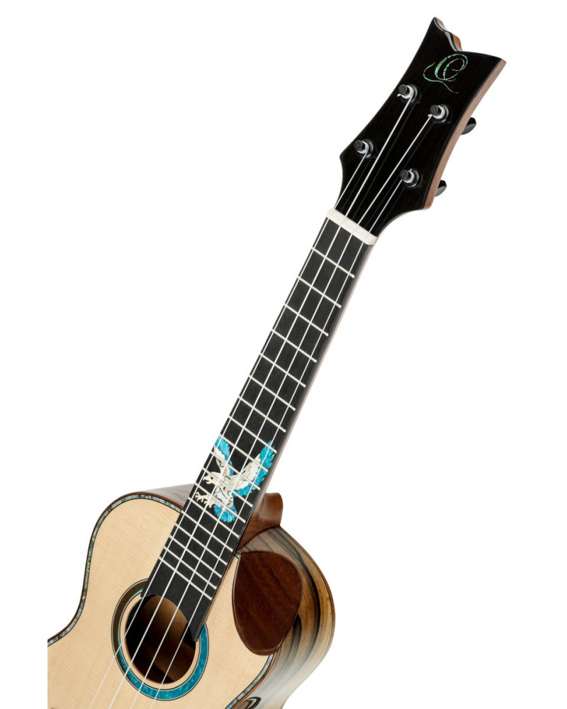 Ortega EAGLESUITE-U The Private Room Series Concert Ukulele 4 String - Spruce / White Ebony Natural + Bag