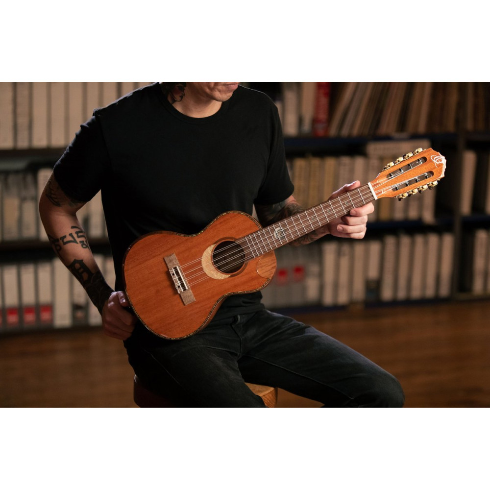 Ortega ECLIPSE-TE8 Custom Built Series Tenor Ukulele 8 String - Solid Mahogany Natural + Bag