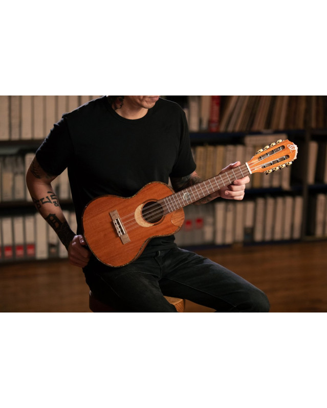 Ortega ECLIPSE-TE8 Custom Built Series Tenor Ukulele 8 String - Solid Mahogany Natural + Bag