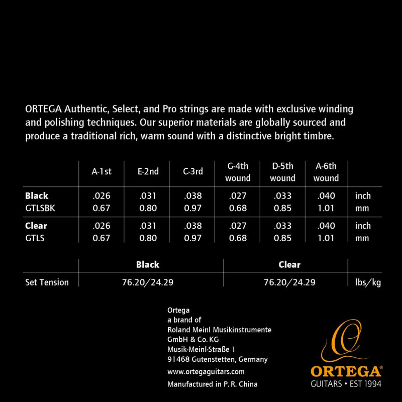 Ortega GTLS Custom Made Strings Select - Guitarlele 6 String