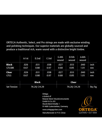 Ortega GTLSBK Custom Made Strings Select - Guitarlele 6 String