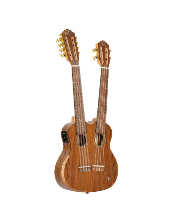 Ortega HYDRA Custom Built Series Double-Neck Tenor Ukulele - Ovangkol Natural + Bag