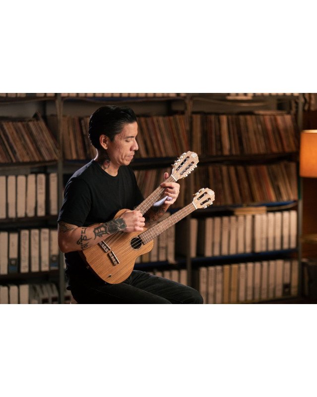 Ortega HYDRA Custom Built Series Double-Neck Tenor Ukulele - Ovangkol Natural + Bag