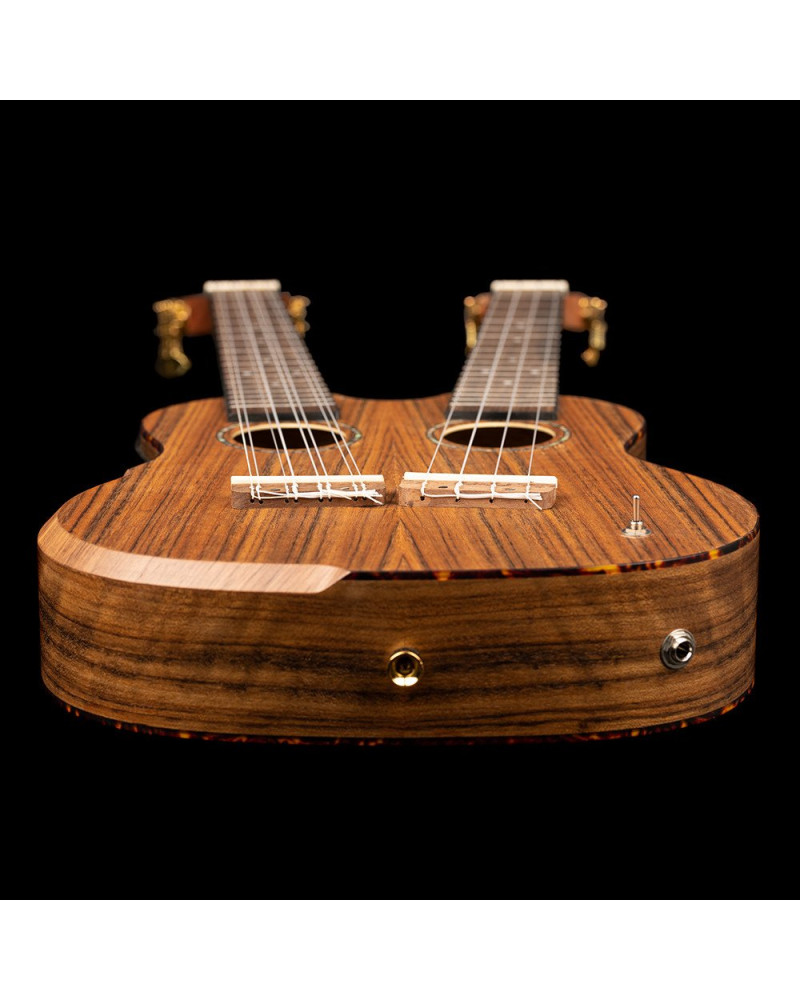 Ortega HYDRA Custom Built Series Double-Neck Tenor Ukulele - Ovangkol Natural + Bag