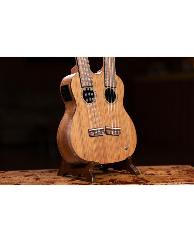 Ortega HYDRA Custom Built Series Double-Neck Tenor Ukulele - Ovangkol Natural + Bag