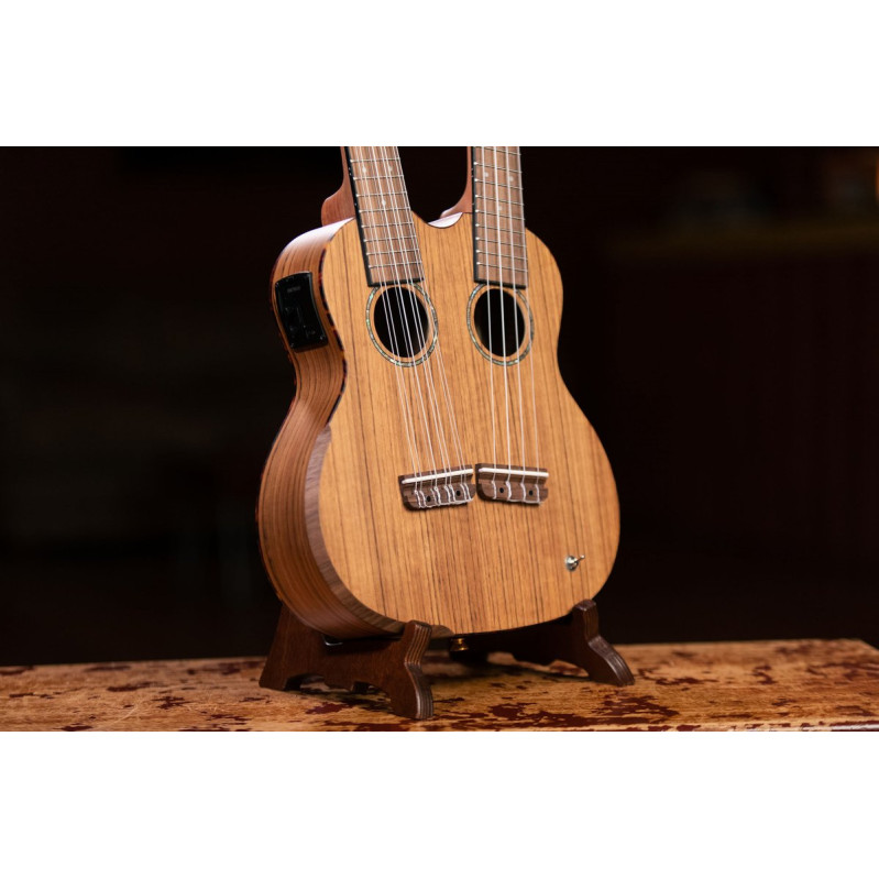 Ortega HYDRA Custom Built Series Double-Neck Tenor Ukulele - Ovangkol Natural + Bag
