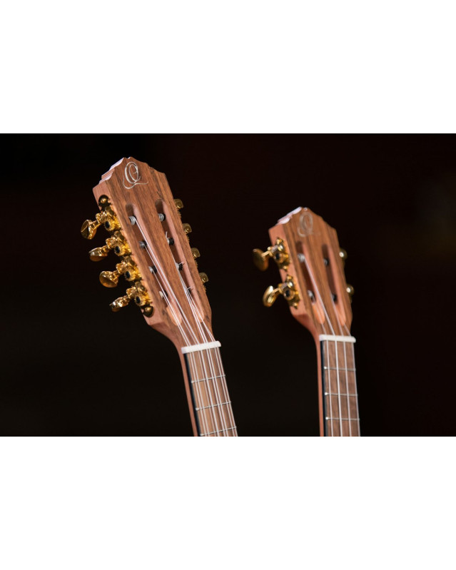 Ortega HYDRA Custom Built Series Double-Neck Tenor Ukulele - Ovangkol Natural + Bag