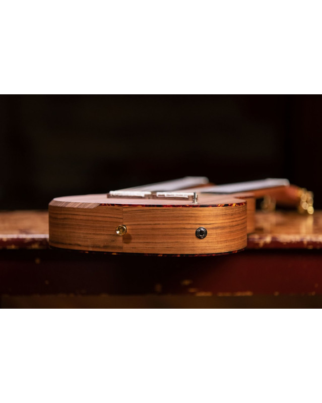 Ortega HYDRA Custom Built Series Double-Neck Tenor Ukulele - Ovangkol Natural + Bag