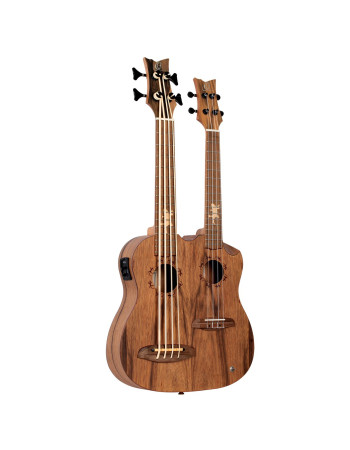 Ortega HYDRA-BSTE Custom Built Series Double-Neck UkeBass / Tenor Ukulele - Paldao Natural + Bag