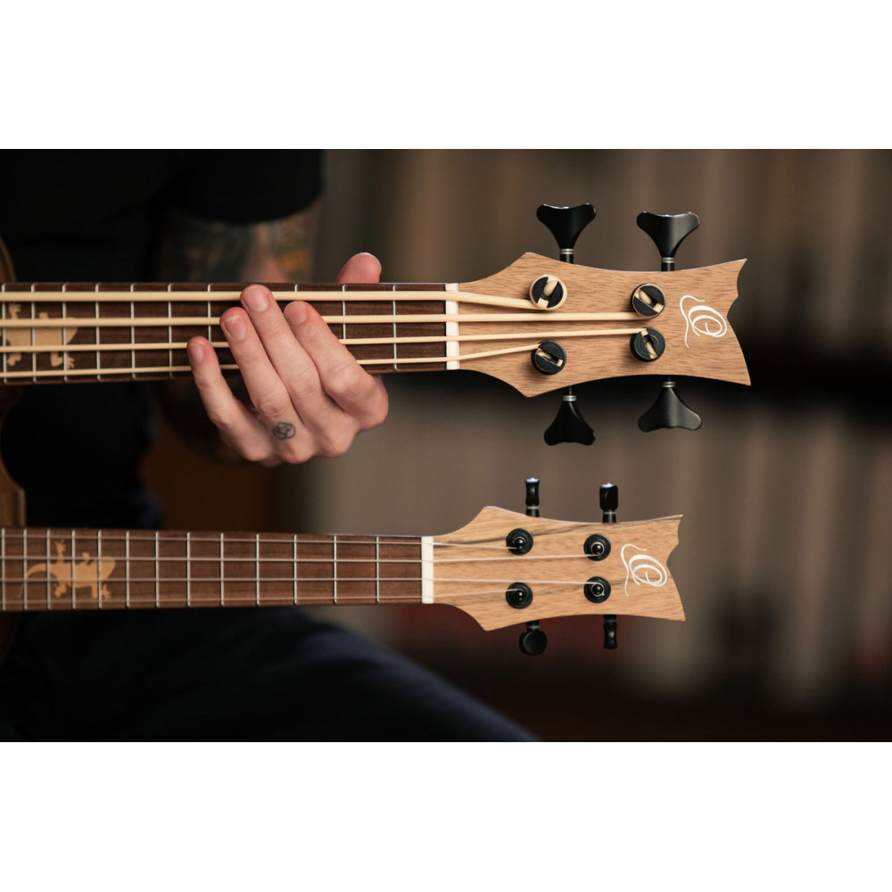 Ortega HYDRA-BSTE Custom Built Series Double-Neck UkeBass / Tenor Ukulele - Paldao Natural + Bag