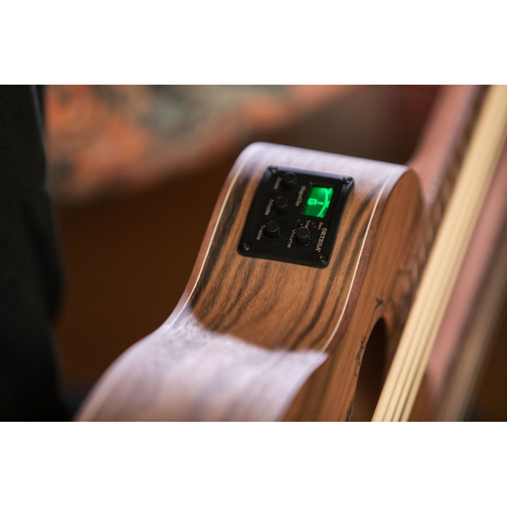 Ortega HYDRA-BSTE Custom Built Series Double-Neck UkeBass / Tenor Ukulele - Paldao Natural + Bag