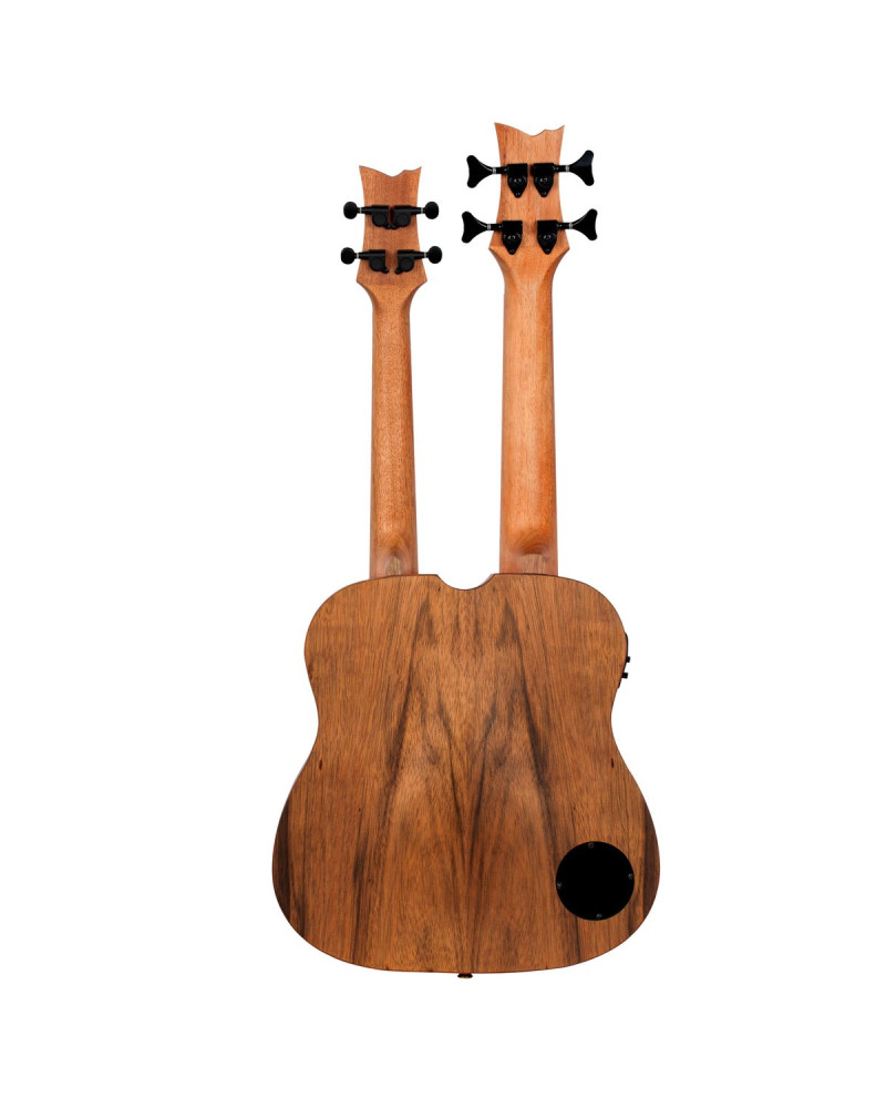 Ortega HYDRA-BSTE Custom Built Series Double-Neck UkeBass / Tenor Ukulele - Paldao Natural + Bag