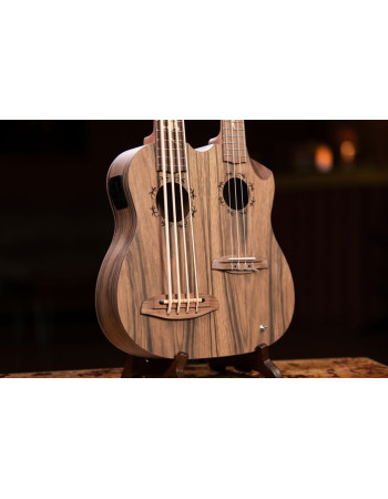Ortega HYDRA-BSTE Custom Built Series Double-Neck UkeBass / Tenor Ukulele - Paldao Natural + Bag