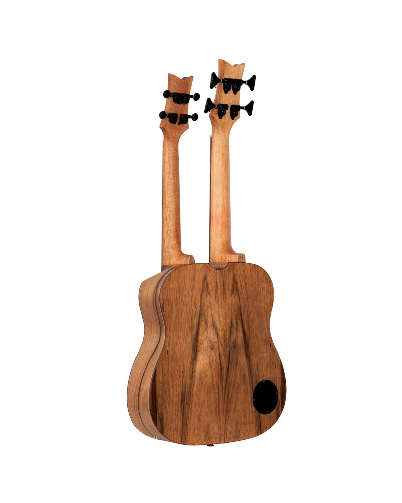 Ortega HYDRA-BSTE Custom Built Series Double-Neck UkeBass / Tenor Ukulele - Paldao Natural + Bag