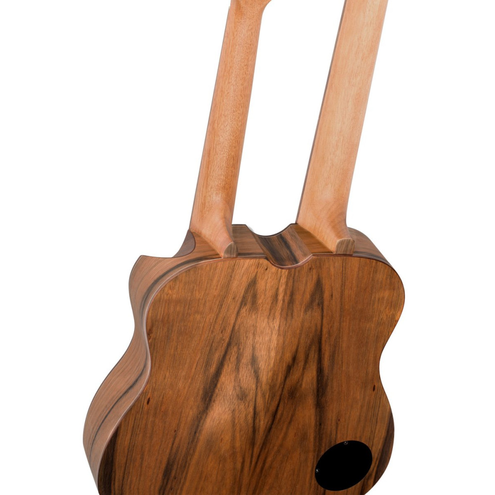 Ortega HYDRA-BSTE Custom Built Series Double-Neck UkeBass / Tenor Ukulele - Paldao Natural + Bag