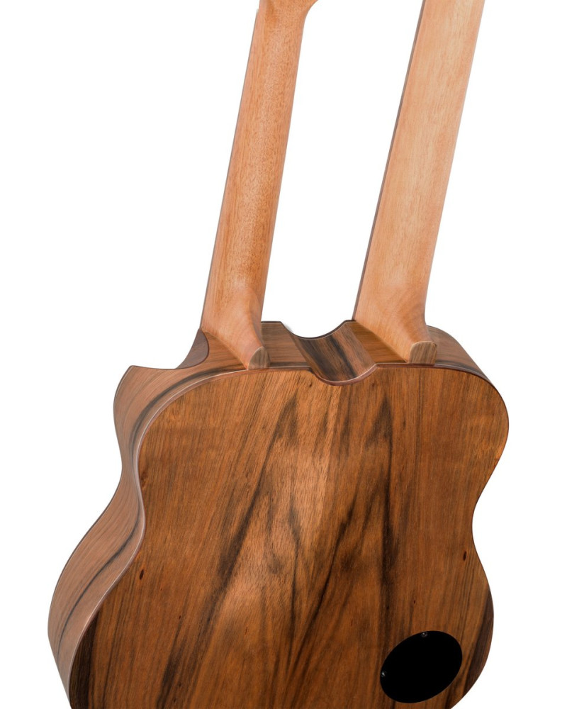 Ortega HYDRA-BSTE Custom Built Series Double-Neck UkeBass / Tenor Ukulele - Paldao Natural + Bag