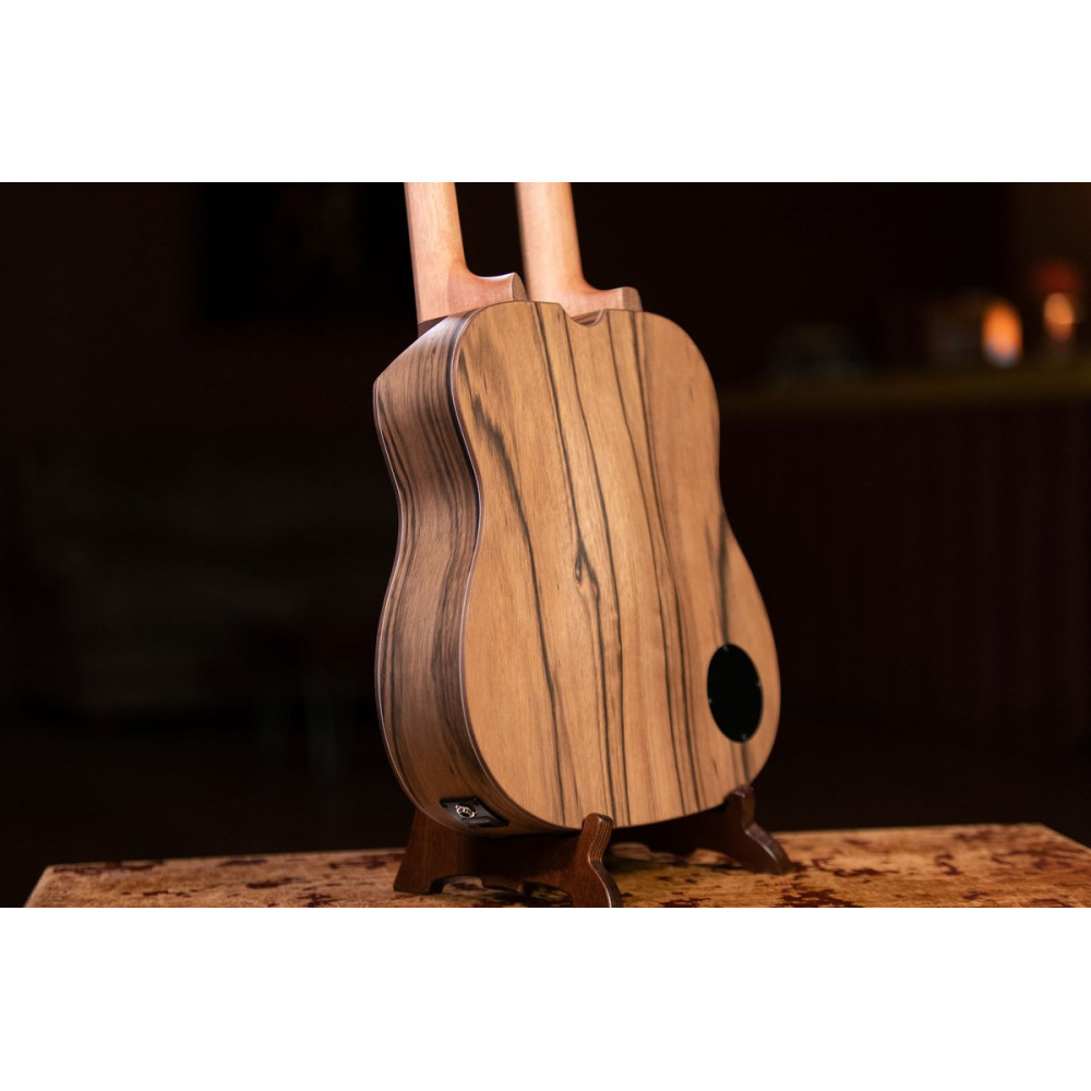Ortega HYDRA-BSTE Custom Built Series Double-Neck UkeBass / Tenor Ukulele - Paldao Natural + Bag